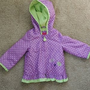 London Fog purple polka dot raincoat